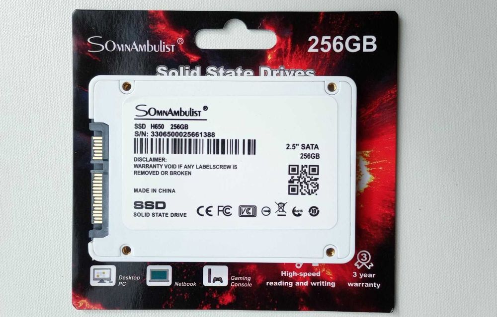 SSD 256 GB 2.5" SATA3 твердотільний накопичувач SomnAmbulist 530 Mbps