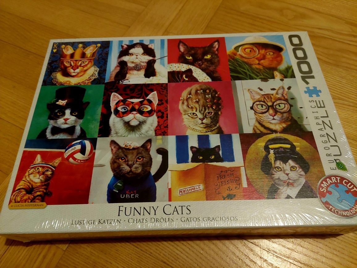 Eurographics puzzle 1000 funny cats kotki NOWE