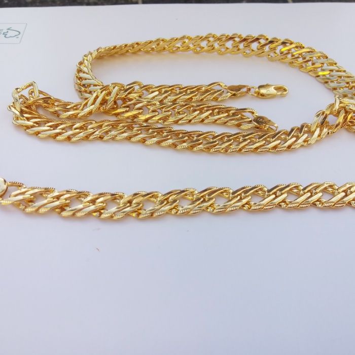 Złoty łańcuszek plus złota bransoletka,grawer,18k,750,ITaly,NOWY,ROMBO