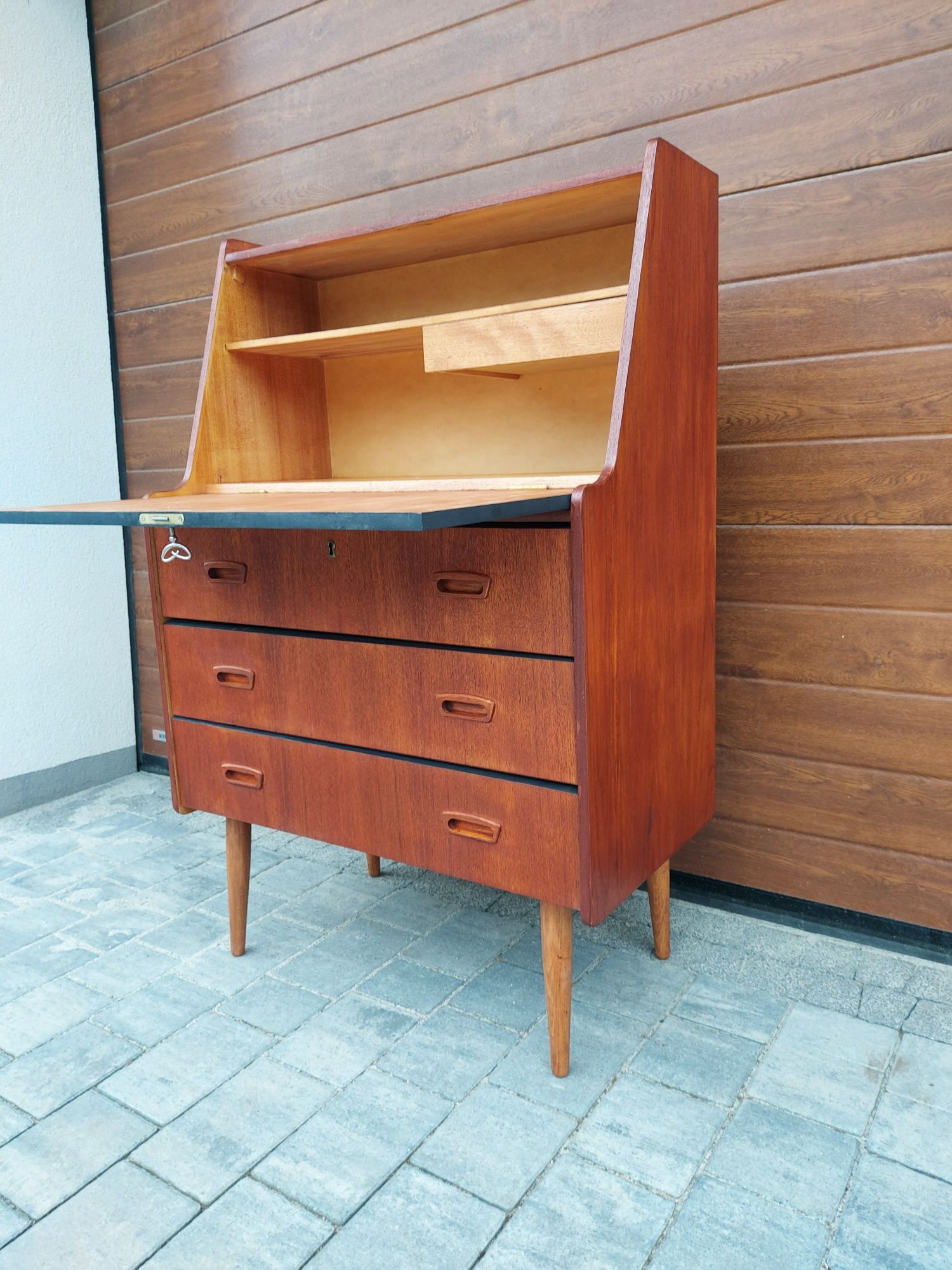 Komodka Sekretarzyk Biurko Dunski Design Lata 60 Oryginal Po Renowacji