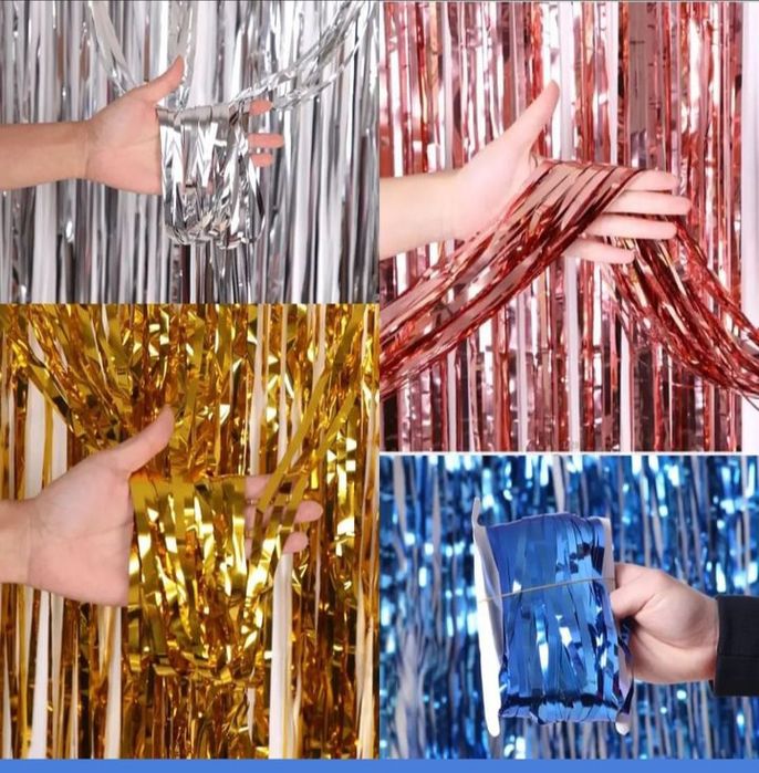 Шторка из фольги дождик баннер мишура фон фотозона из шаров арка годик