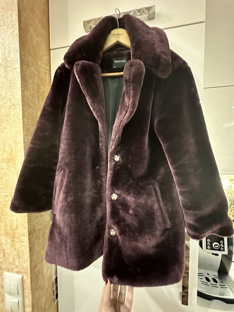 Пальто підліткове куртка поліроване штучне хутро XXS, 140-152 зріст