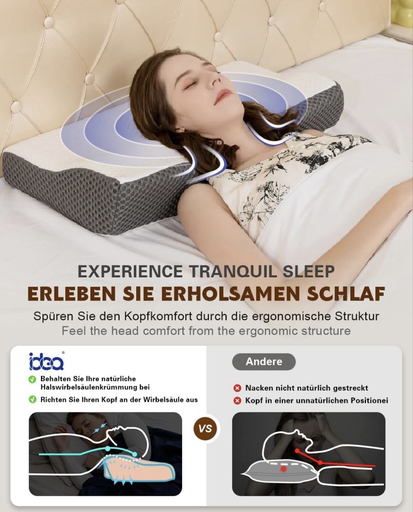 Poduszka ergonomiczna ortopedyczna z pianki memory