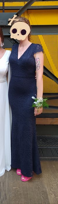 Suknia wieczorowa sukienka balowa długa na wesele studniówkę granatowa