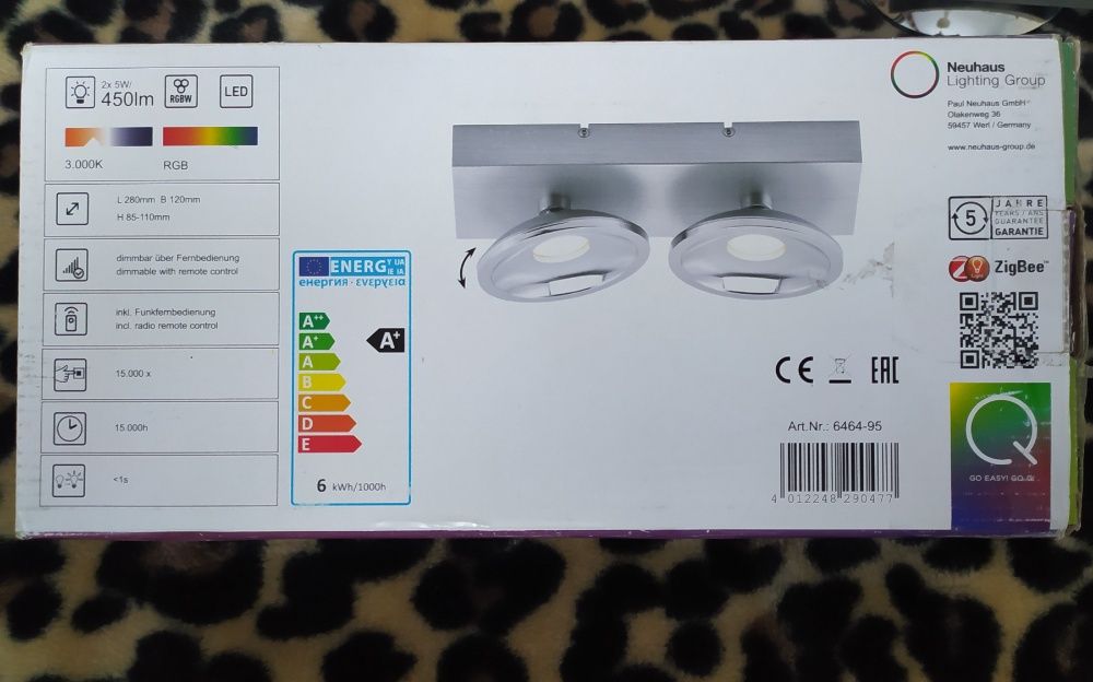 Inteligentna lampa na sufit ścianę kolor lub biała pilot + Wifi