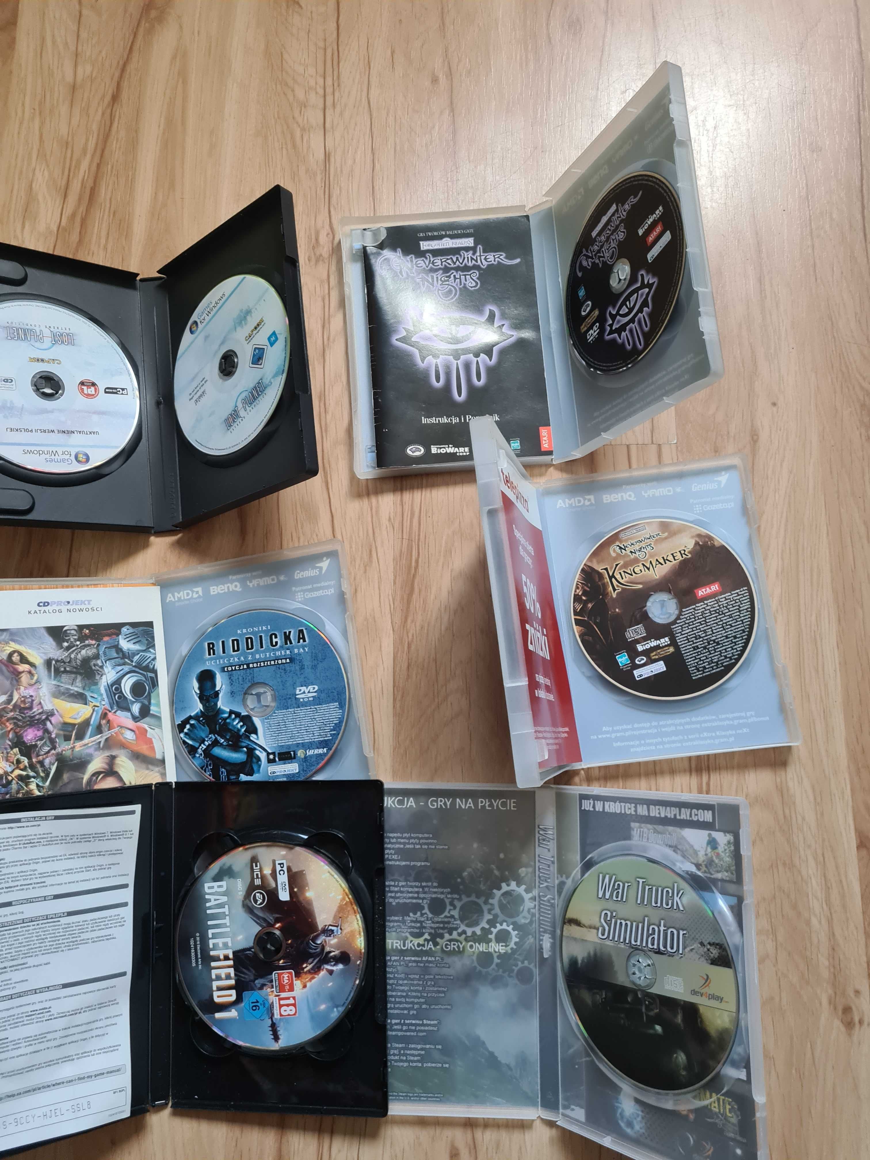 Mega zestaw gry pc battelfield riddick war truck neverwinter