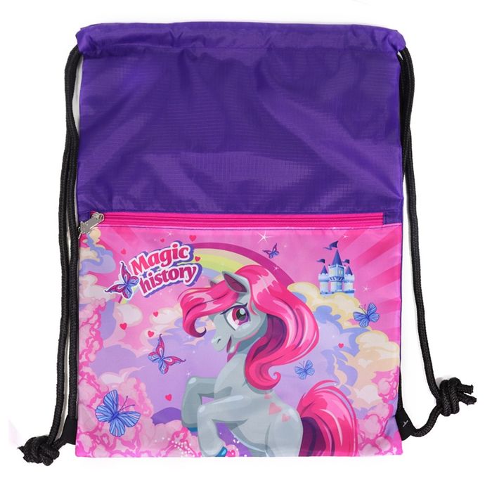 Сумка для взуття для дівчинки з кишенею  Париж Птахи Поні чорна фіолет