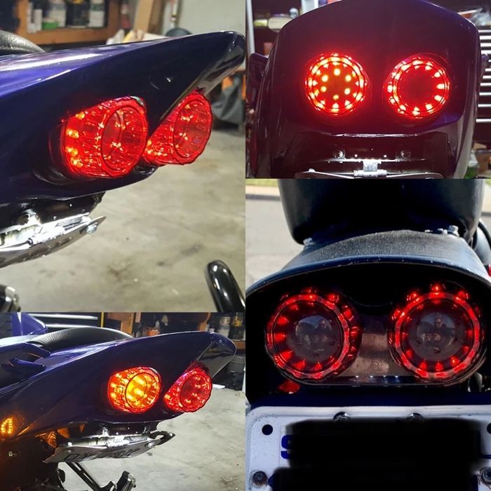 Farolim traseiro duplo LED com sinal de pisca cafe racer