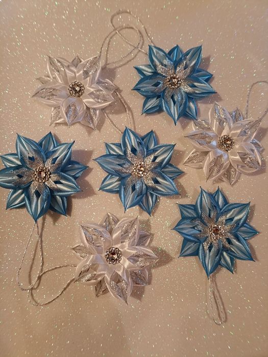 Gwiazdki na choinkę handmade satyna