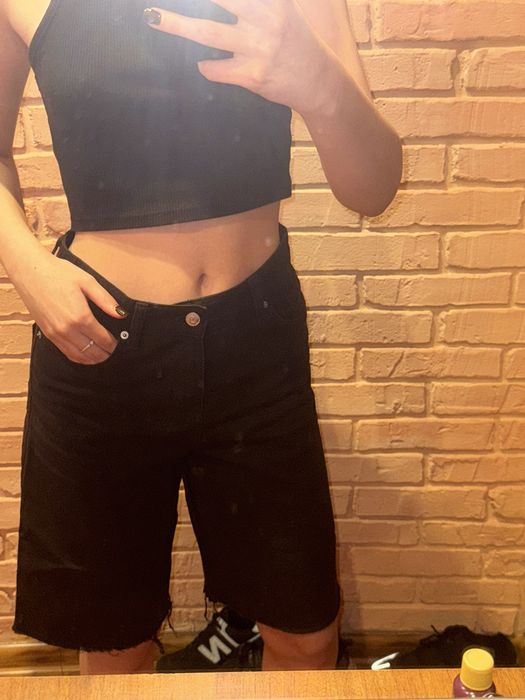 Чорні джинсові шорти жіночі h&m