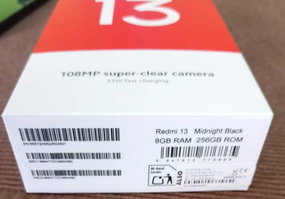 Xiaomi Redmi 13 8/256GB 6,79" 90Hz 108Mpix Czarny. Gwarancja.