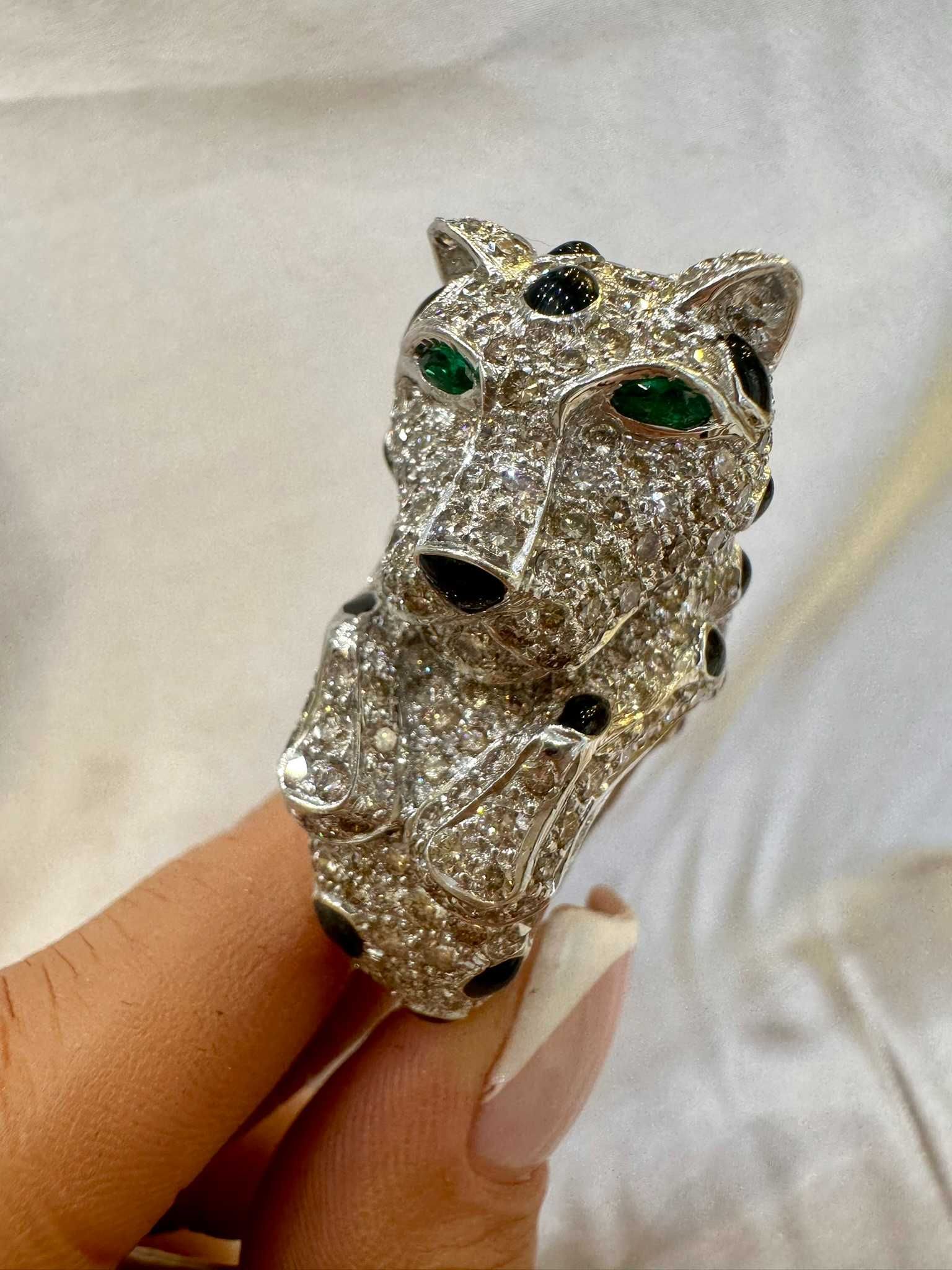 Pierścionek kotek/pantera z diamentami naturalnymi 11.30 CT