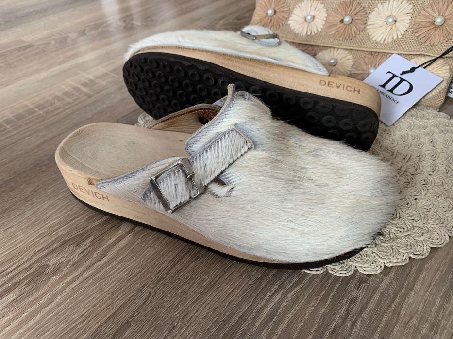Chodaki drewniane Devich Bezau Holzschuhe 40 eco skora leather fur