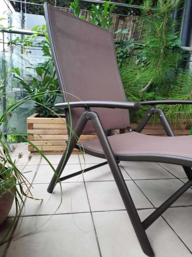 Mocny Nowy Leżak Ogrodowy Aluminiowy Składany Ogród Balkon Plaża Brąz