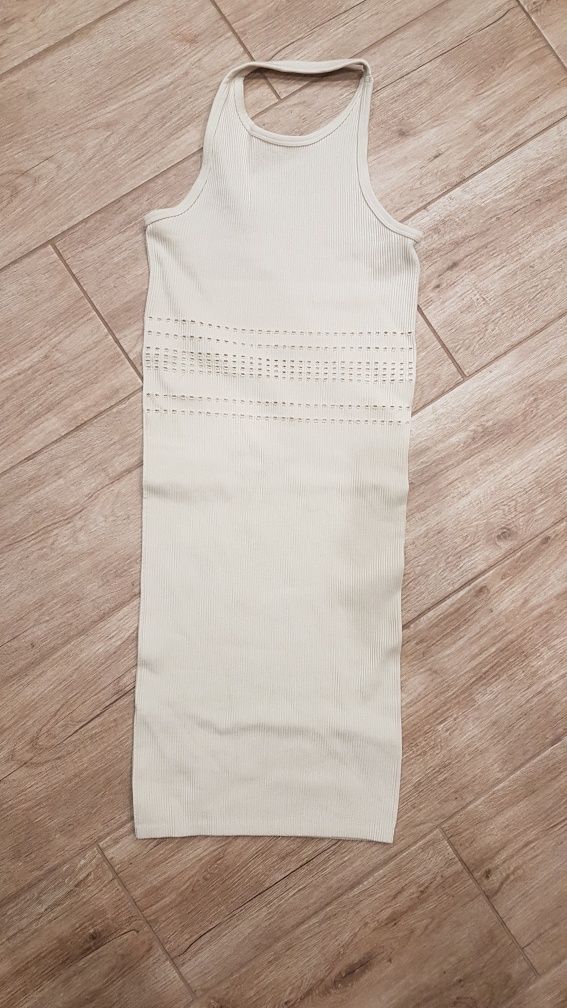 Krótka sukienka mini beżowa Bershka rozmiar XS tunika na plaże