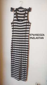 Sukienka maxi w beżowo czarne paski,97% Viskoza ,New Look, rozmiar M