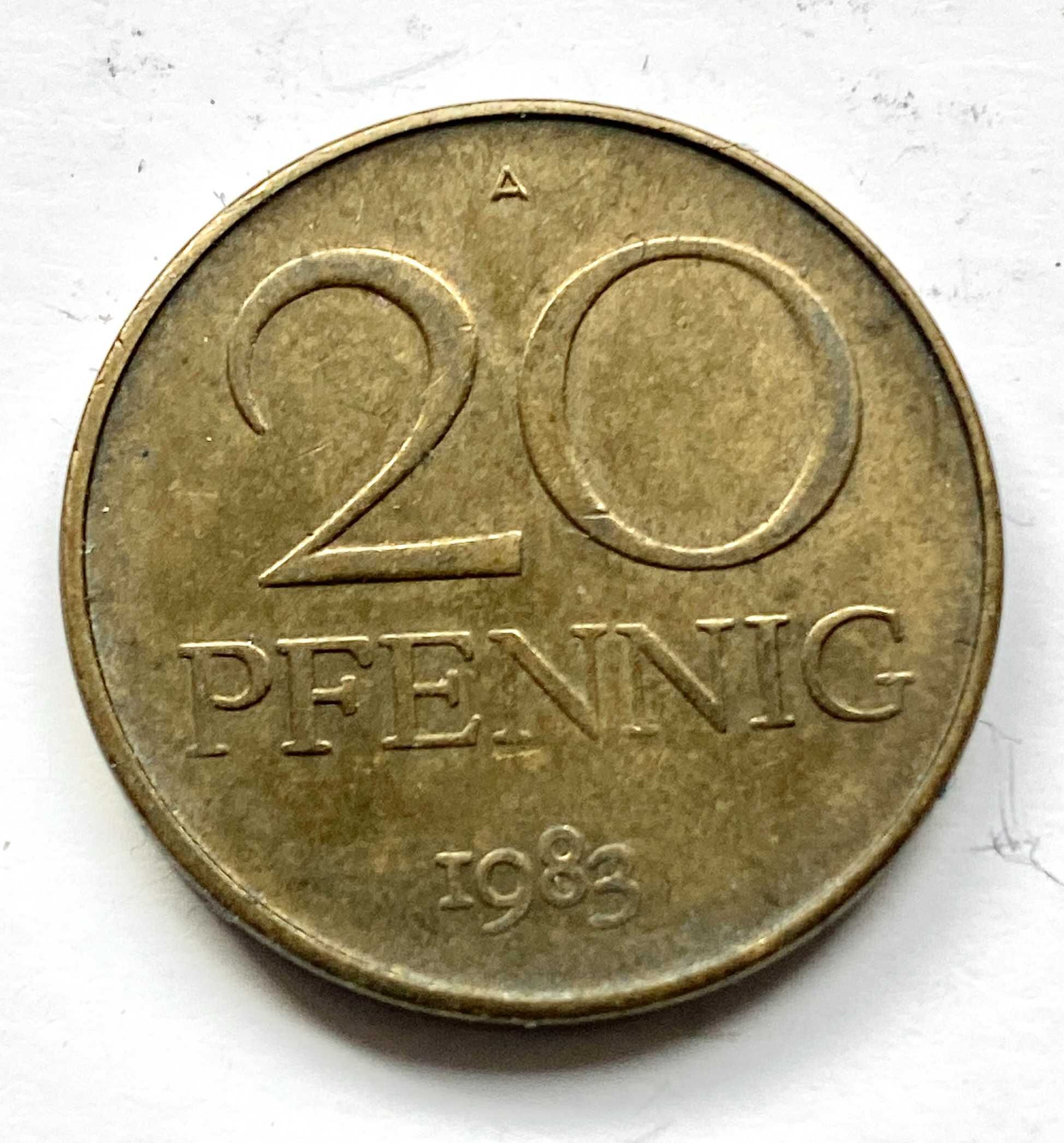 Moneta DDR NRD 20 fenigów Pfennig 1969r, 1983r
