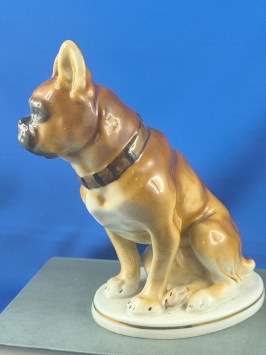 Pies bokser Łomonosow LFZ #porcelana #ZSRR #Rosja #ozdoba #prezent