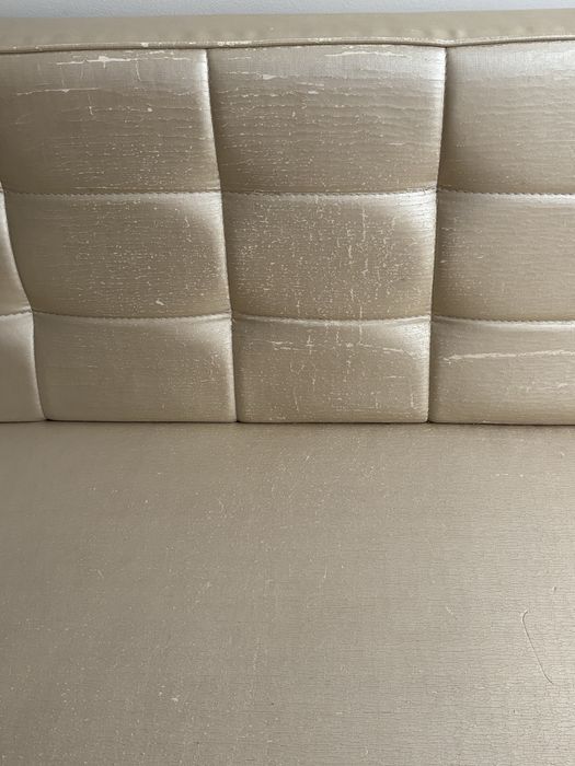 Kanapa rozkładana skórzana kremowa nowoczesna