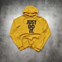 MĘSKA Bluza z Kapturem Hoodie ŻÓŁTA Nike Just Do It Bawełna Logo Sport