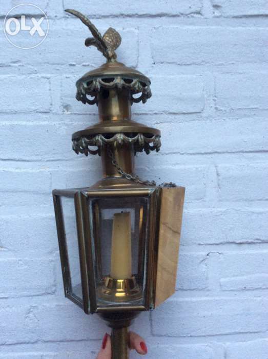 Antyk stary mosiężny świecznik lampion lampa powozowa