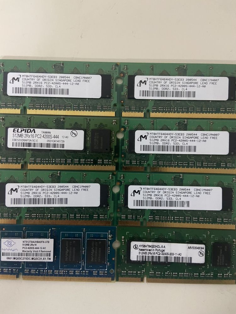 Memórias portatil 2gb 1gb 512mb ddr