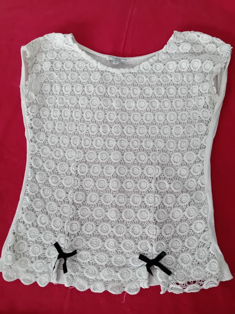 #new look bluzka koronkowa biała czarne kokardki