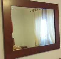 Espelho parede com moldura madeira