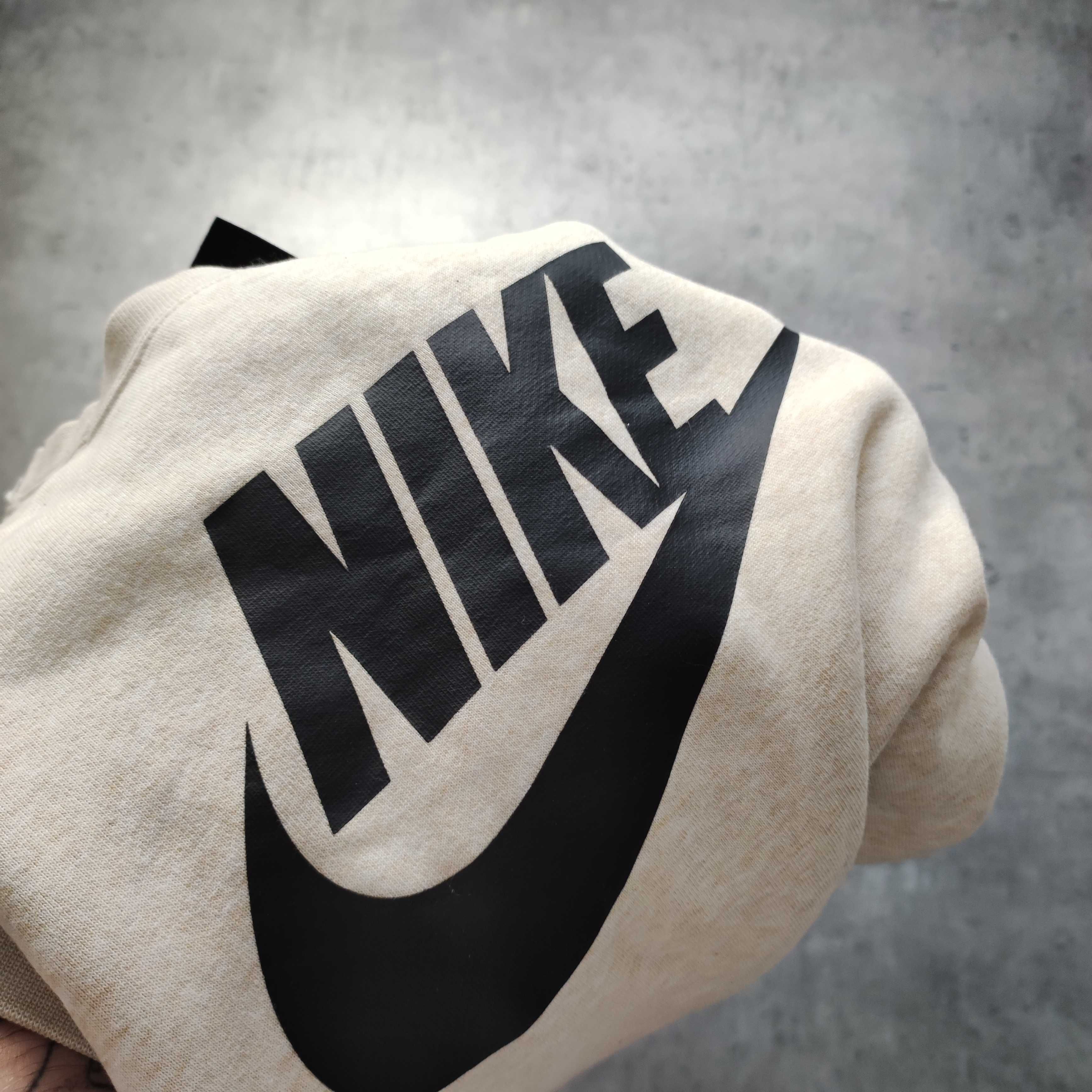 DAMSKA PREMIUM Bluza Beżowa bez Kaptura Nike Sportowa Casual Duże Logo