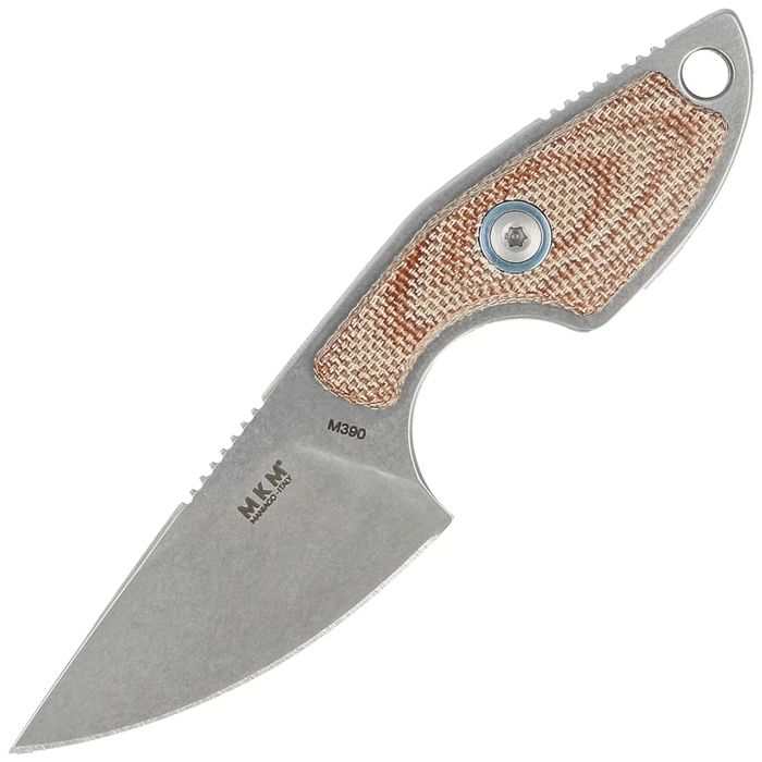 Nóż na szyję MKM Mikro 1 Natural Canvas Micarta, Stonewashed M390 by