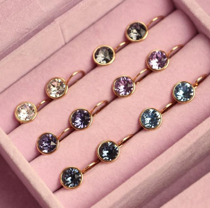 Серьги с кристаллами Сваровски swarovski медицинское золото