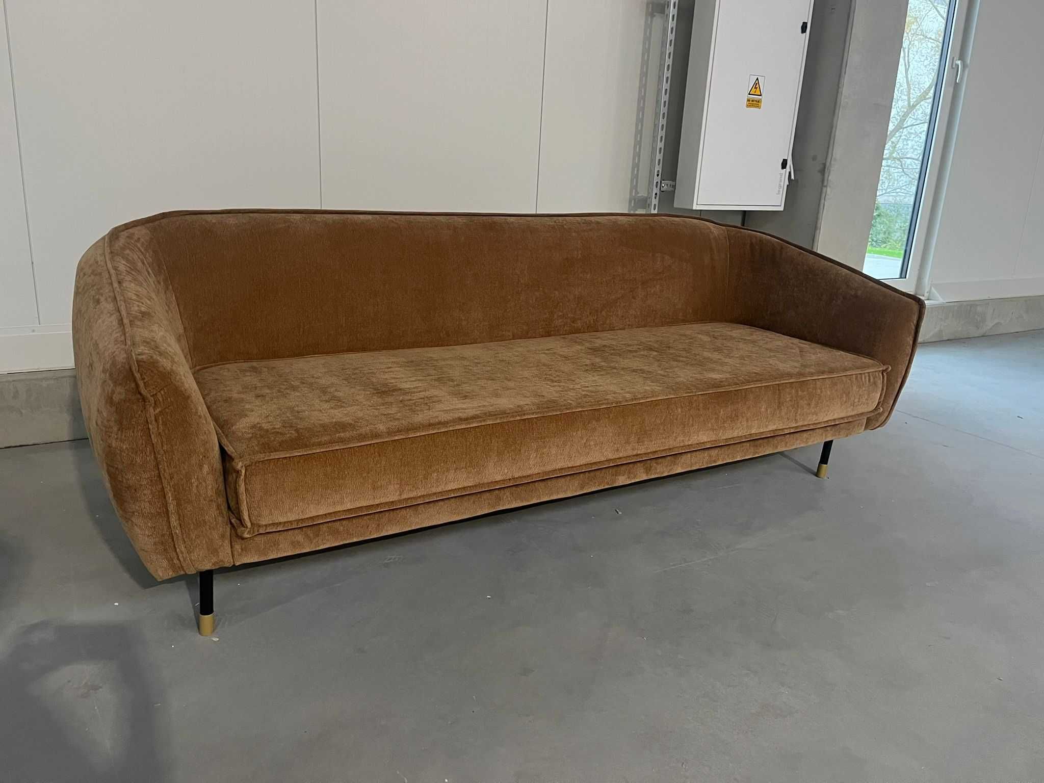 Sofa materiał brązowa 2 szt 2450x1100x900
