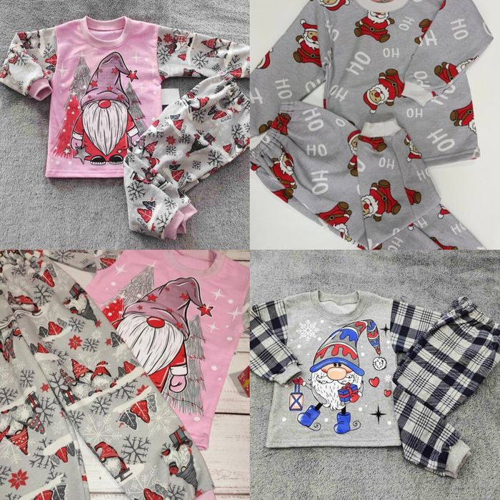Дитяча тепла піжама Новорічна піжама набір пижамка штани кофта на фліс