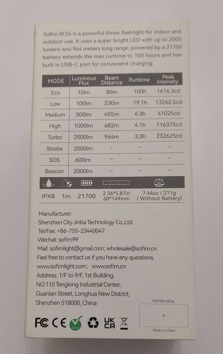 Sprzedam nową latarkę Sofirn SF26