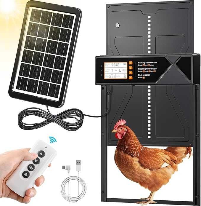solarne automatyczne drzwi do kurnika pilot , timer