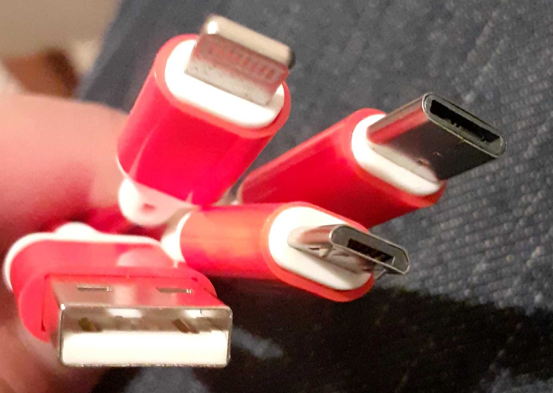 NOWY (w pudełku) brelok-kabel USB na 3 wtyki: micro USB, USB C, iPhone