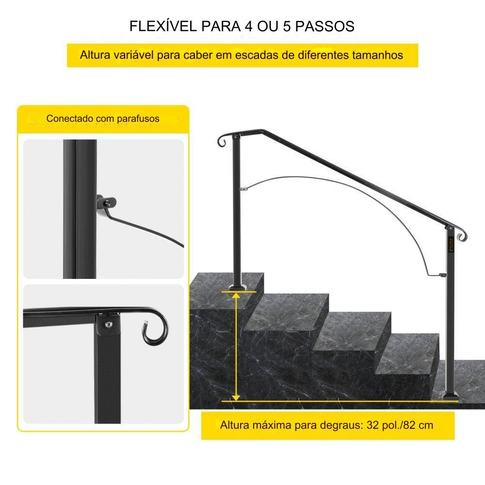 Corrimão de Escada - 4 ou 5 Degraus com Arco