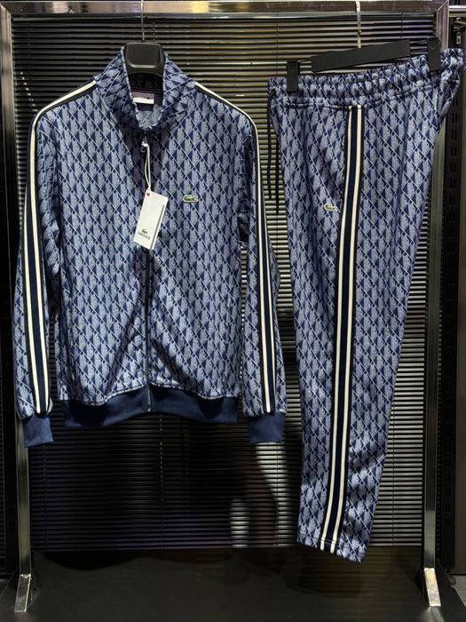 LACOSTE мужской спортивный костюм синий зип худи штаны кофта