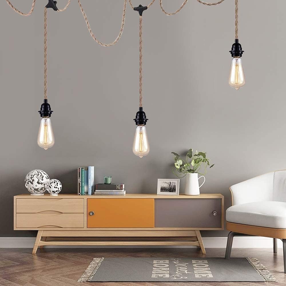 FRIDEKO HOME Lampa wisząca z wtyczką, 3-punktowa oprawa lampy E27