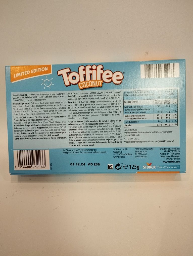 Toffifee kokosowe 125 g z Niemiec