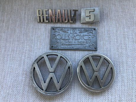 Emblemas de carros, renault, volkwagen e rolls royce