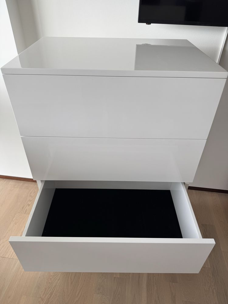 Cómoda Branca Madeira Lacada 5 gavetas Interdesign