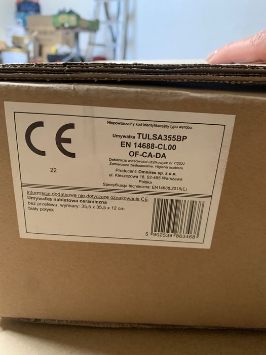 Nowa umywalka Omnires Tulsa 35,5 cm + korek klik-klak