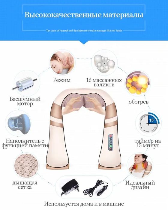 Массажер для всего тела 3D Shiatsu с прогревом