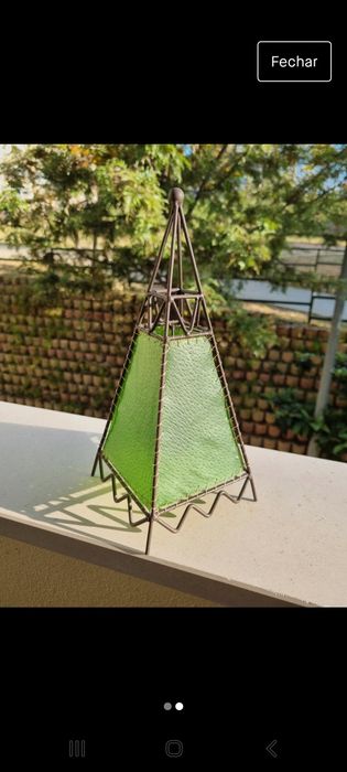 OFERTA PORTES - Castiçal Pirâmide Verde com Vela