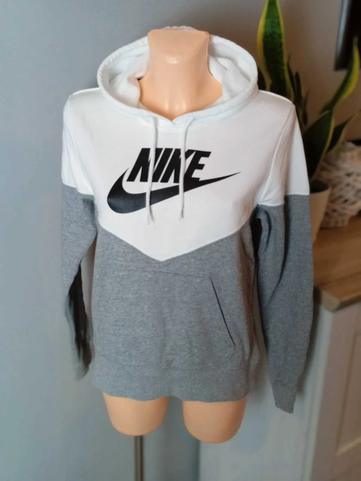 Bluza kangurka dresowa Nike szary biały S 36 M 38