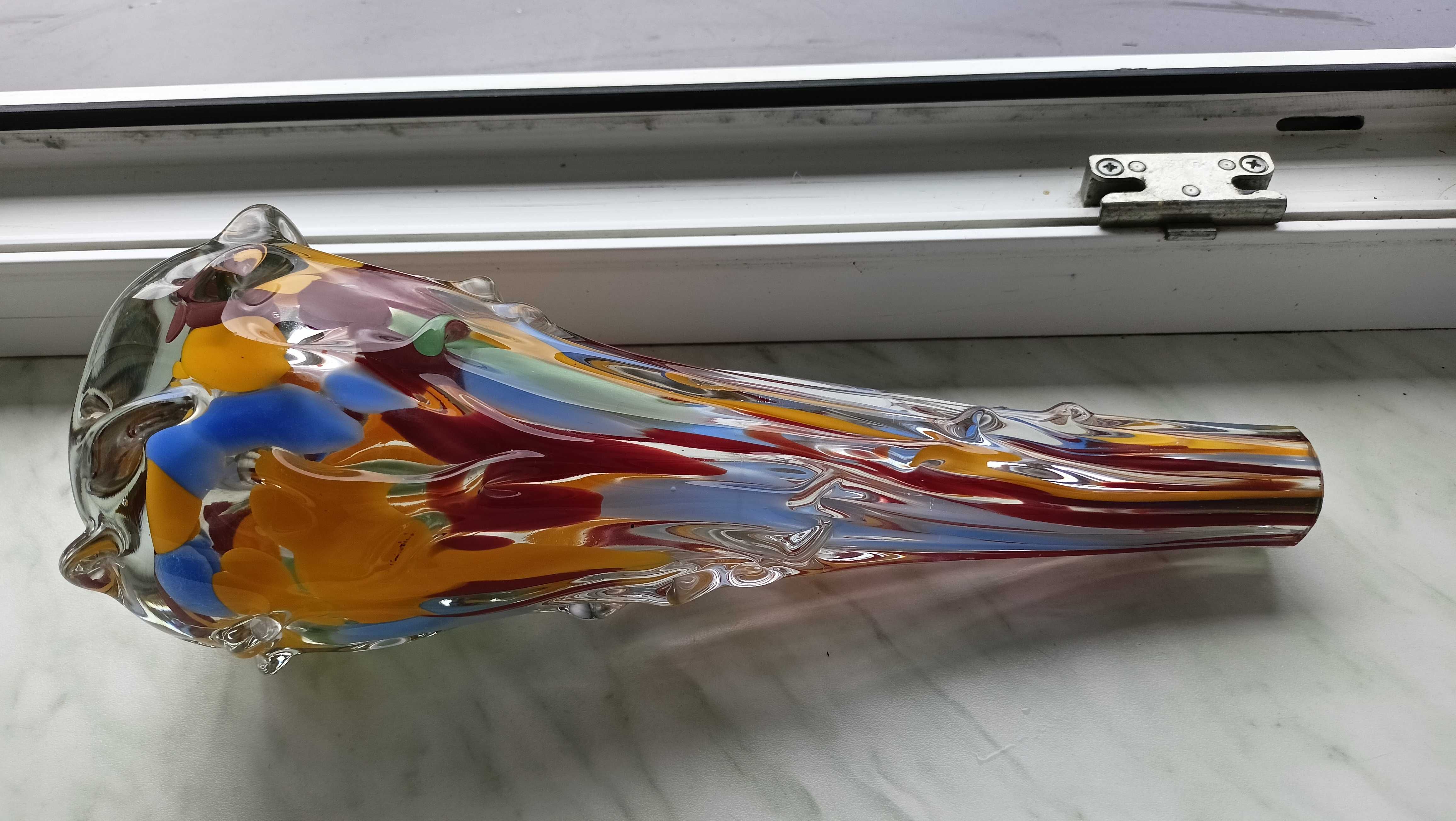 Wazon sękacz PRL, typ murano, ciężki, 31 cm