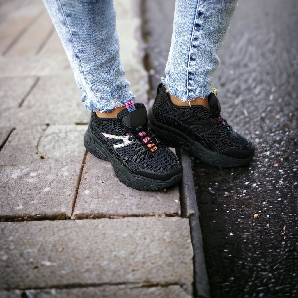 Wyprzedaż! Ostatnie 39 Trampki Sneakersy gruba podeszwa Kylie Black