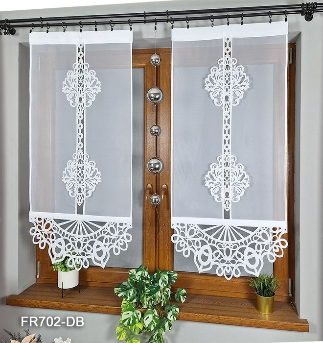 Firany Panelowe – Zestaw 2 Paneli Z Ażurem – Fr702-Db-120Cm