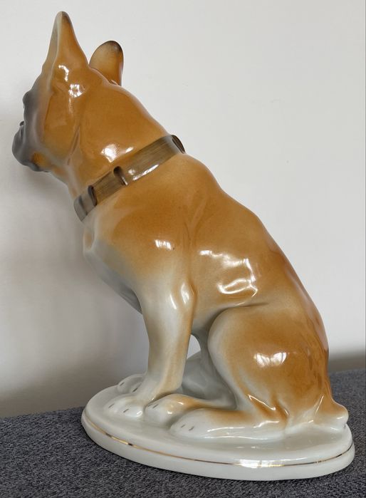 łomonosow porcelana figurka pies buldog PRL